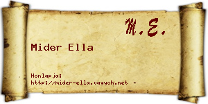 Mider Ella névjegykártya